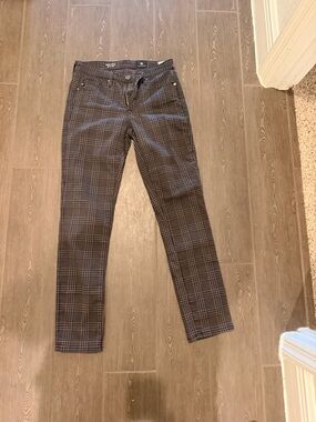 AG Adriano Goldschmied Black and Gray Plaid Straight Leg Jeans